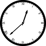 Round clock with Roman numerals showing time 12:38