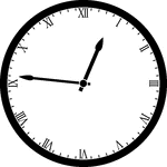 Round clock with Roman numerals showing time 12:46
