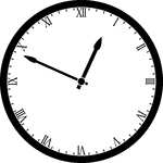 Round clock with Roman numerals showing time 12:49