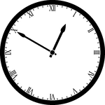 Round clock with Roman numerals showing time 12:50