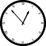 Round clock with Roman numerals showing time 12:53