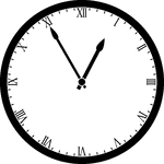Round clock with Roman numerals showing time 12:55