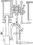 "The valve gear for operating the steam hammer is shown separately, the cylinder and valve chest being in section."&mdash;Finley, 1917