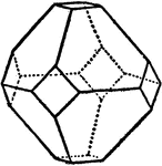 Represents the combination of an octahedron and a cube, with the octahedron predominate.