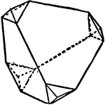 A combination of a tetrahedron and a rhombic dodecahedron.