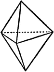 "...bounded by six isosceles triangles...indices as in the hexagonal bipyramid." -The Encyclopedia Britannica 1910