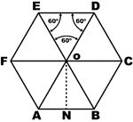 Regular hexagon with equilateral triangles divided in the interior.
