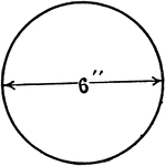 Illustration of circle with 6 inch diameter.