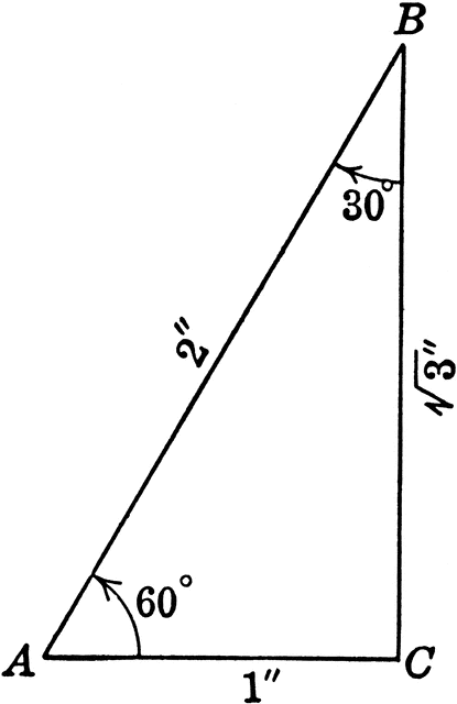 Properties of Right triangle when angle equals to 30°