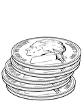 5 Nickels in a stack