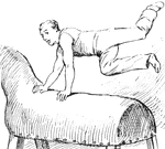 Man exercising on a vaulting horse.