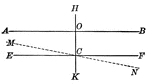 Illustration showing if a straight line is perpendicular to one of two parallel lines, it is perpendicular to the other also.