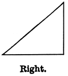 Illustration showing a right triangle (one that has one right angle).