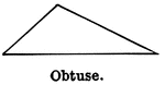Illustration showing an obtuse triangle (one that has one obtuse angle).