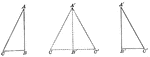 Illustration showing two equal right triangles. This can be used to show that two right triangles are equal if a leg and the hypotenuse of the one are equal, respectively, to a leg and the hypotenuse of the other.