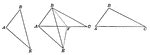 Illustration showing three triangles. This is used to show the following theorem: If two triangles have two sides of the one equal, respectively, to two sides of the other, but the included angle of the first triangle greater than the included angle of the second, then the third side of the first is greater than the third side of the second.