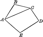 Illustration of a polygon with a diagonal drawn. A diagonal of a polygon is a line joining the vertices of two angles not adjacent (AC).