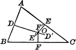 Illustration to show perpendicular bisectors in a triangle. It is known as the circumcenter.
