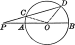 Illustration showing a circle with a diameter, radius, lines, triangle, and segment drawn.