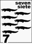 Bilingual Counting Card featuring illustrations of seven Florida Alligators.