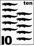English Counting Card featuring illustrations of ten Florida Alligators.