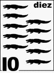 Spanish Counting Card featuring illustrations of ten Florida Alligators.