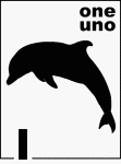 Bilingual Counting Card featuring an illustration of one Dolphin.