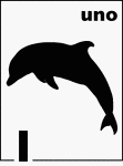 Spanish Counting Card featuring an illustration of one Dolphin.