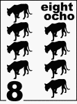 Bilingual Counting Card featuring illustrations of eight Florida Panthers.