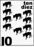 Bilingual Counting Card featuring illustrations of ten Florida Panthers.