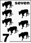 English Counting Card featuring illustrations of seven Florida Panthers.