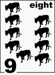 English Counting Card featuring illustrations of nine Florida Panthers.