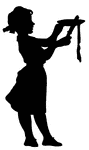Girl making a pie in silhouette.