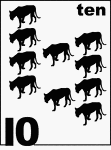 English Counting Card featuring illustrations of ten Florida Panthers.