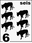 Spanish Counting Card featuring illustrations of six Florida Panthers.