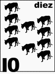 Spanish Counting Card featuring illustrations of ten Florida Panthers.