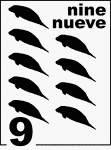 Bilingual Counting Card featuring illustrations of nine Florida Manatees.