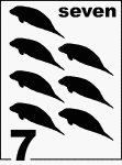 English Counting Card featuring illustrations of seven Florida Manatees.