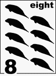 English Counting Card featuring illustrations of eight Florida Manatees.
