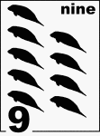 English Counting Card featuring illustrations of nine Florida Manatees.