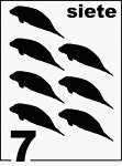 Spanish Counting Card featuring illustrations of seven Florida Manatees.