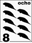 Spanish Counting Card featuring illustrations of eight Florida Manatees.