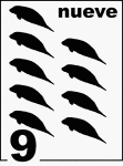 Spanish Counting Card featuring illustrations of nine Florida Manatees.