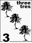 Bilingual Counting Card featuring illustrations of three Palm Trees.