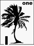 English Counting Card featuring an illustration of one Palm Tree.