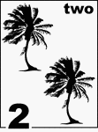 English Counting Card featuring illustrations of two Palm Trees.
