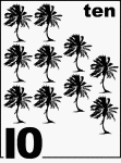 English Counting Card featuring illustrations of ten Palm Trees.