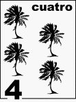 Spanish Counting Card featuring illustrations of four Palm Trees.