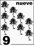 Spanish Counting Card featuring illustrations of nine Palm Trees.