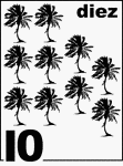 Spanish Counting Card featuring illustrations of ten Palm Trees.